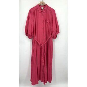 Anthropologie Dress Womens 2X Pink Summerset Linen Blend Maxi Long NEW